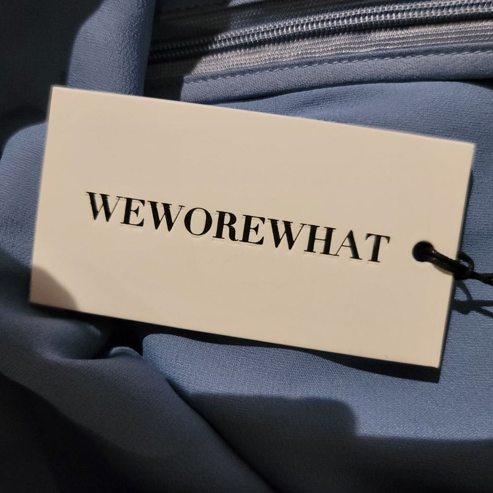 Anthropologie WeWoreWhat Cowl Satin Charmeuse Midi Dress in Slate Blue Size 2 - Picture 6 of 10